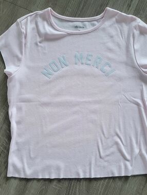 Wild Fable "NON MERCI"  Light Pink Tee XL